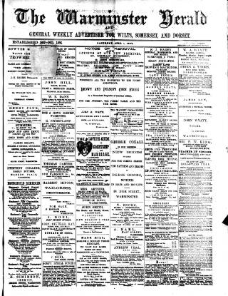 cover page of Warminster Herald published on April 1, 1882