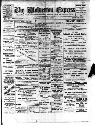 cover page of Wolverton Express published on June 13, 1902