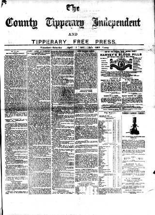 cover page of County Tipperary Independent and Tipperary Free Press published on April 1, 1893