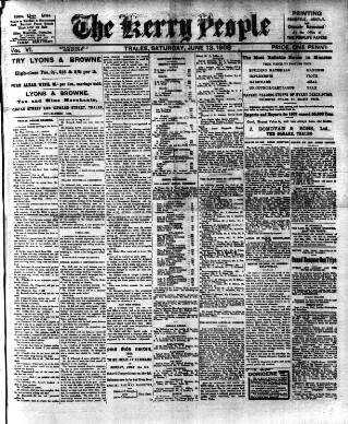cover page of Kerry People published on June 13, 1908