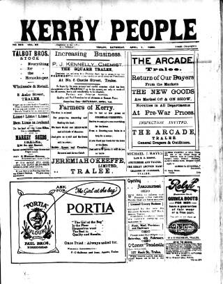 cover page of Kerry People published on April 1, 1922