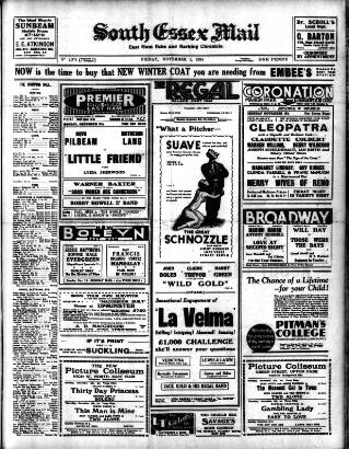 cover page of West Ham and South Essex Mail published on November 2, 1934