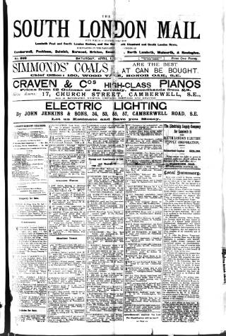 cover page of South London Mail published on April 1, 1899