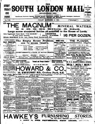 cover page of South London Mail published on November 2, 1906