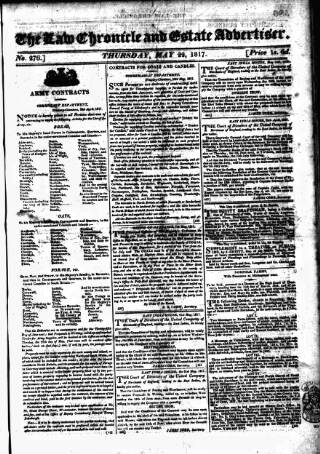 cover page of Law Chronicle, Commercial and Bankruptcy Register published on May 22, 1817