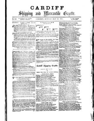 cover page of Cardiff Shipping and Mercantile Gazette published on May 22, 1876
