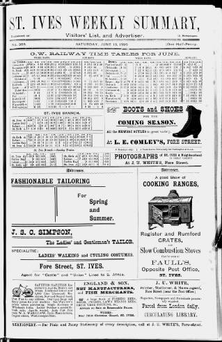 cover page of St. Ives Weekly Summary published on June 13, 1896