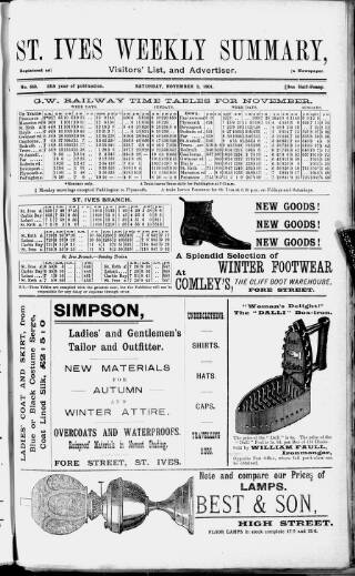 cover page of St. Ives Weekly Summary published on November 2, 1901