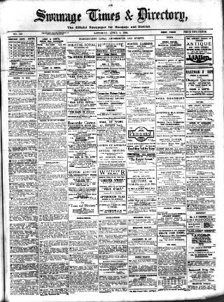 cover page of Swanage Times & Directory published on April 1, 1922