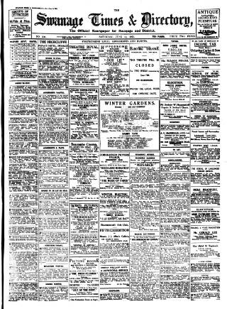 cover page of Swanage Times & Directory published on June 13, 1925