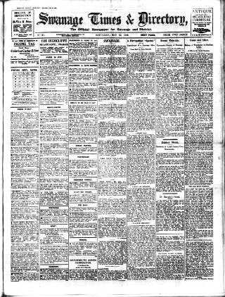 cover page of Swanage Times & Directory published on May 22, 1926