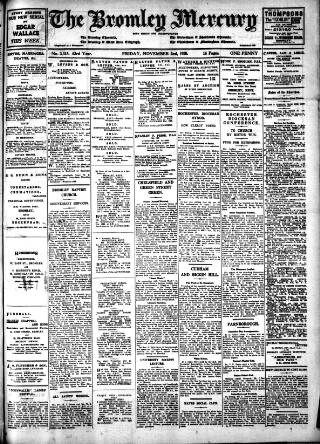 cover page of Bromley & West Kent Mercury published on November 2, 1928