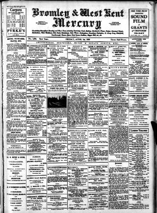 cover page of Bromley & West Kent Mercury published on April 1, 1938
