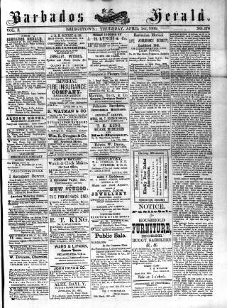 cover page of Barbados Herald published on April 1, 1880