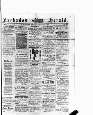 cover page of Barbados Herald published on May 22, 1882