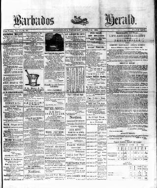 cover page of Barbados Herald published on April 1, 1886
