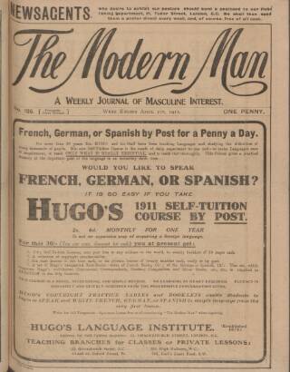 cover page of Modern Man published on April 1, 1911