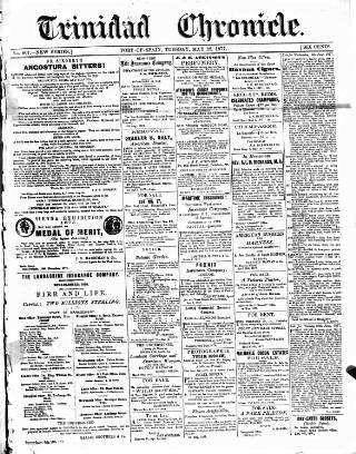 cover page of Trinidad Chronicle published on May 22, 1877