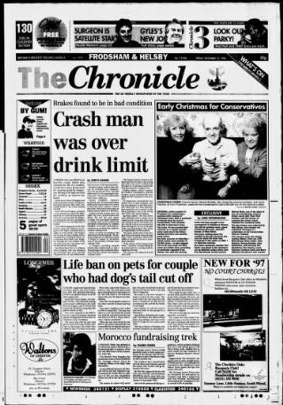 cover page of Chester Chronicle (Frodsham & Helsby edition) published on December 13, 1996