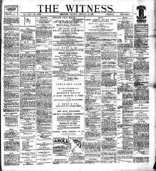 cover page of Witness (Belfast) published on August 2, 1895