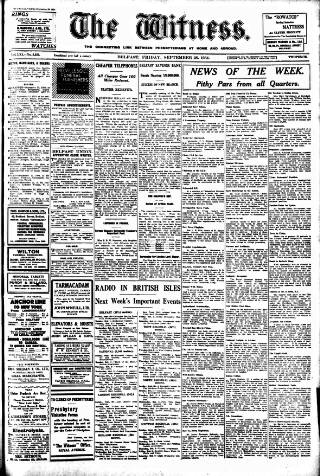cover page of Witness (Belfast) published on September 28, 1934