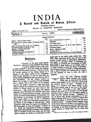 cover page of India published on April 1, 1897