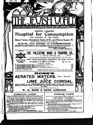 cover page of Jewish World published on April 1, 1898