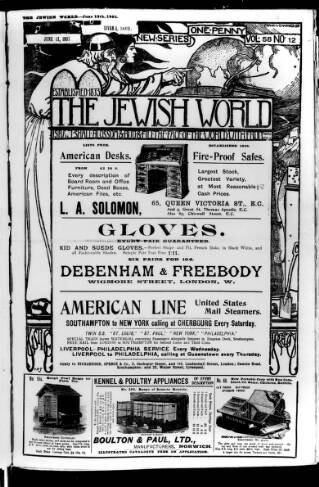 cover page of Jewish World published on June 13, 1902