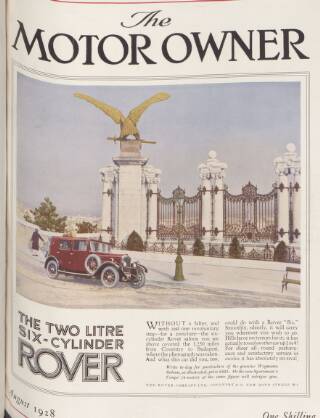 cover page of Motor Owner published on August 1, 1928