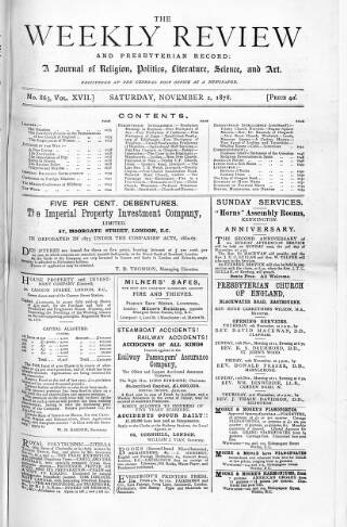 cover page of Weekly Review (London) published on November 2, 1878