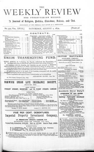cover page of Weekly Review (London) published on August 2, 1879