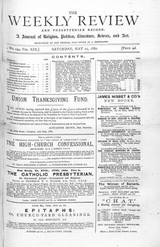 cover page of Weekly Review (London) published on May 22, 1880