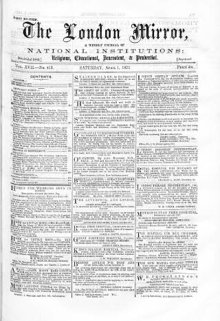 cover page of London Mirror published on April 1, 1871