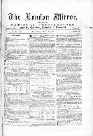 cover page of London Mirror published on May 22, 1875