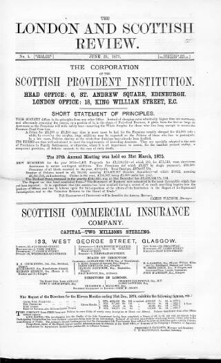 cover page of London and Scottish Review published on June 29, 1875