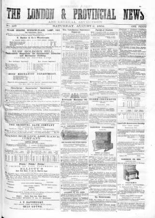 cover page of London & Provincial News and General Advertiser published on August 2, 1862