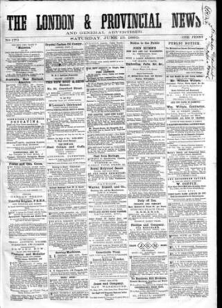 cover page of London & Provincial News and General Advertiser published on June 13, 1863