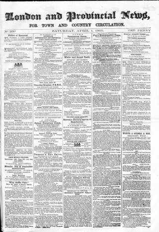 cover page of London & Provincial News and General Advertiser published on April 1, 1865