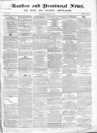 cover page of London & Provincial News and General Advertiser published on May 25, 1867