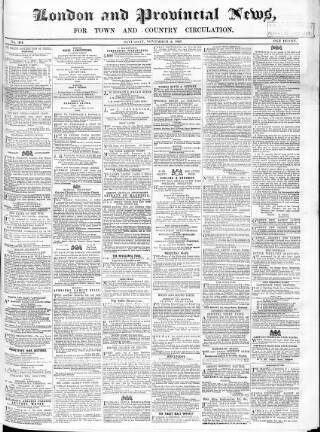 cover page of London & Provincial News and General Advertiser published on November 2, 1867