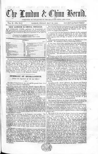 cover page of London & China Herald published on May 22, 1868