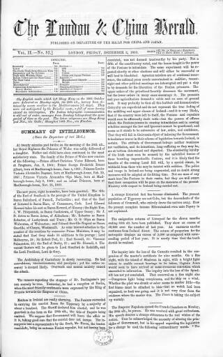 cover page of London & China Herald published on December 3, 1869