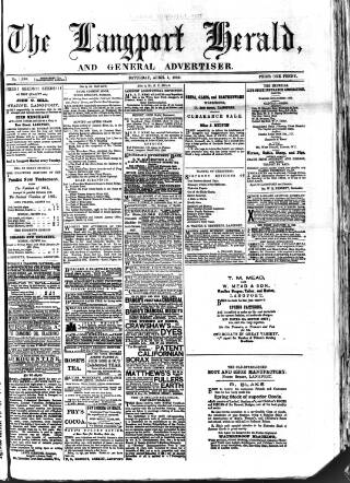 cover page of Langport & Somerton Herald published on April 1, 1882