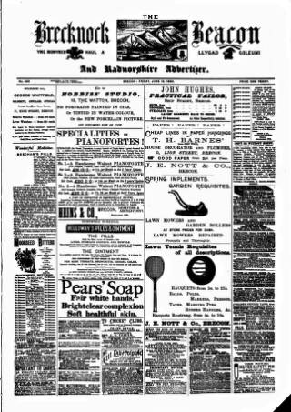 cover page of Brecknock Beacon published on June 13, 1890