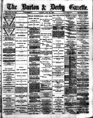 cover page of Burton & Derby Gazette published on May 22, 1883