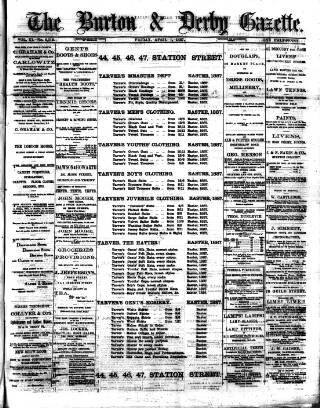 cover page of Burton & Derby Gazette published on April 1, 1887