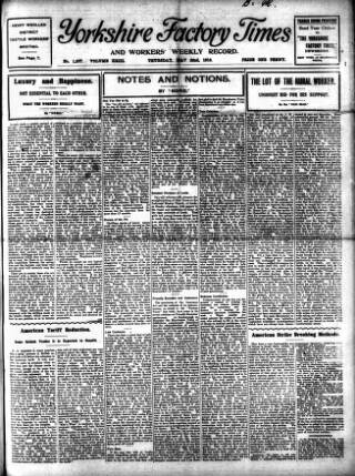 cover page of Yorkshire Factory Times published on May 22, 1913