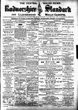 cover page of Radnorshire Standard published on May 22, 1907