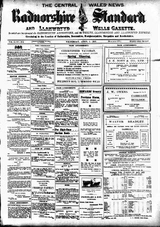 cover page of Radnorshire Standard published on April 1, 1908
