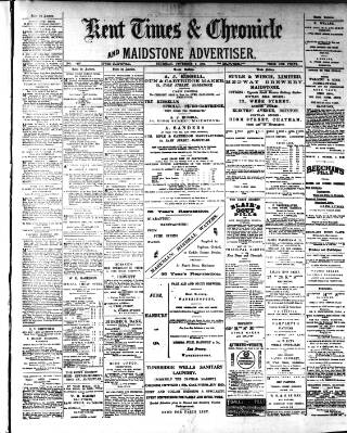 cover page of Kent Times published on November 2, 1899